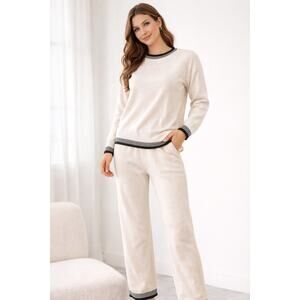 cream and black knit lounge outfit large